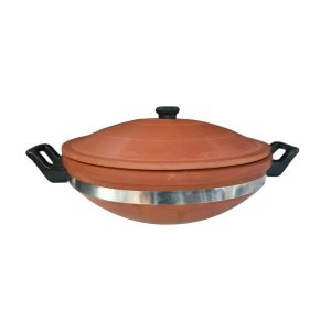 CLAY COOKING POT WITH LID AND HANDLE 3L