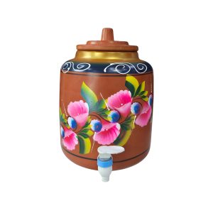 CLAY WATER POT with lid and tap