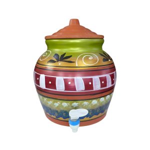 CLAY WATER POT with lid and tap