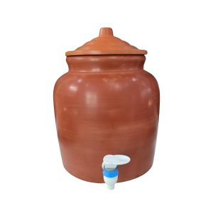 CLAY WATER POT with lid and tap