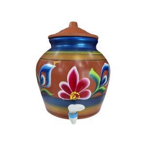 CLAY WATER POT with lid and tap