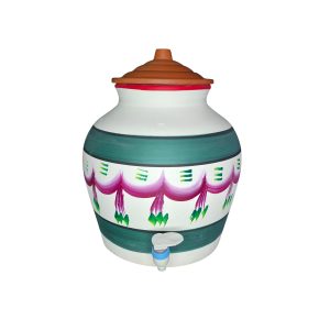 CLAY WATER POT with lid and tap