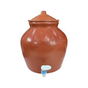 CLAY WATER POT with lid and tap