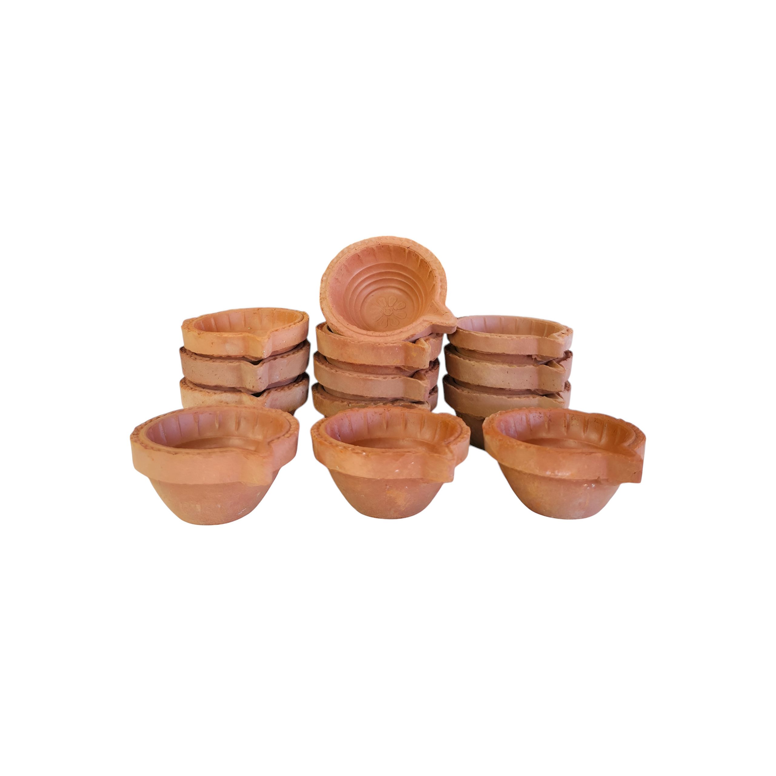 Clay diya with design