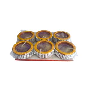 Clay diya with wax 6pcs