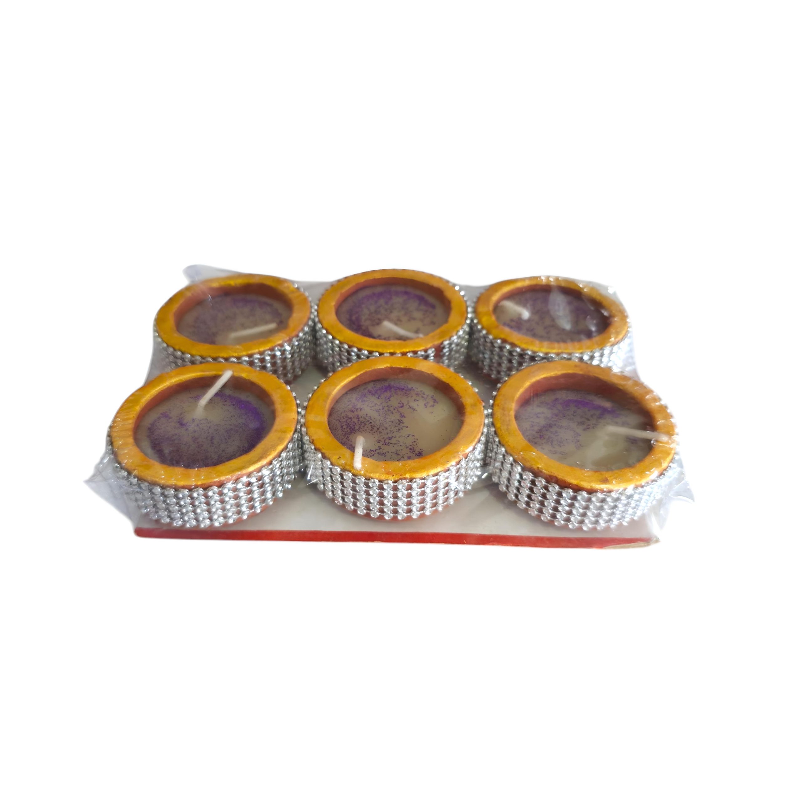 Clay diya with wax 6pcs