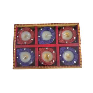 Clay diya with wax 6pcs