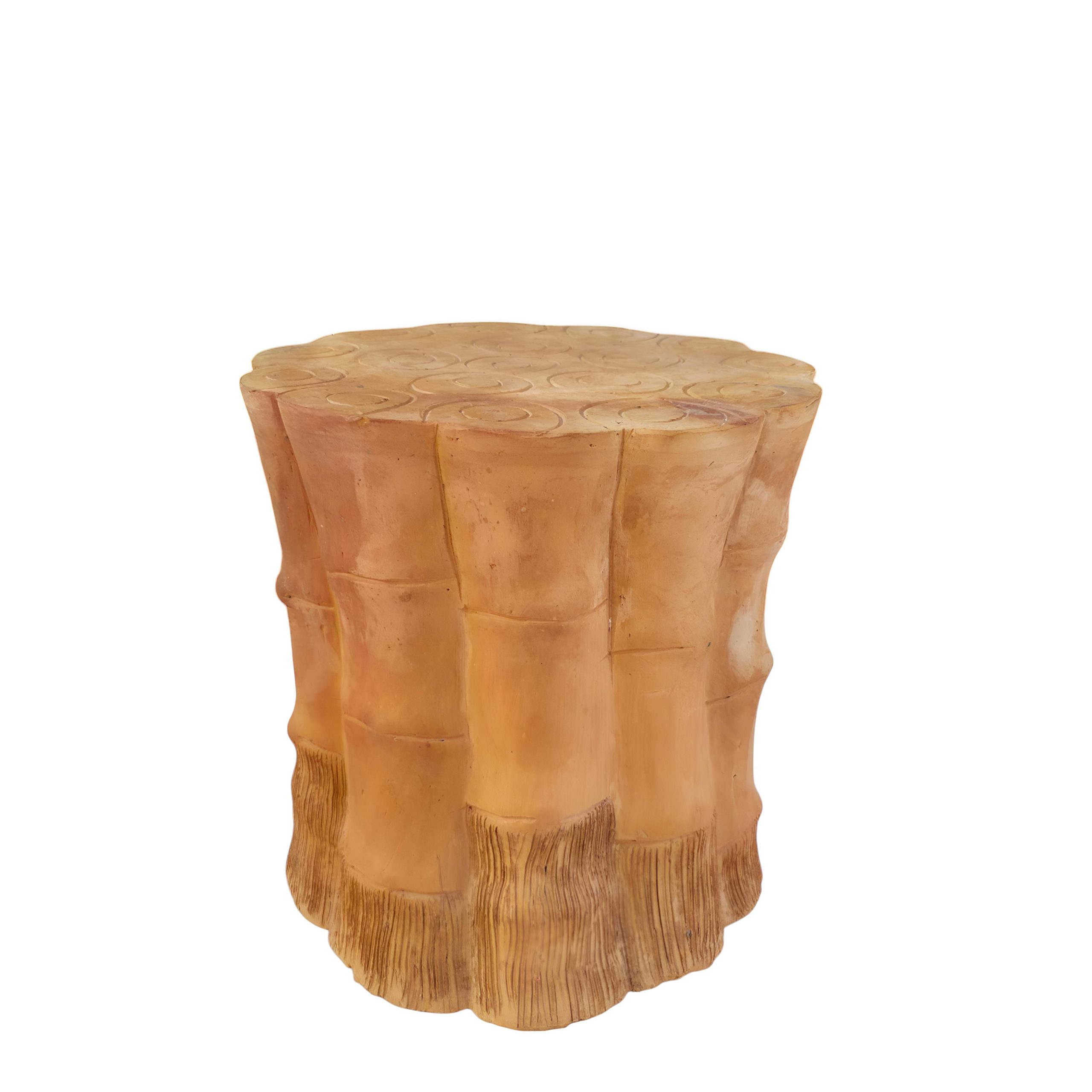 Terracota Stool with bamboo design