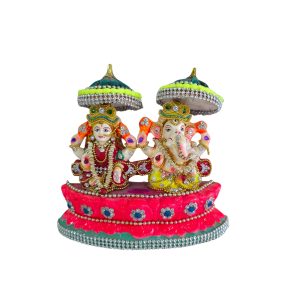 Clay Ganesh & luxmi  WITH RHINESTONE DECORATION