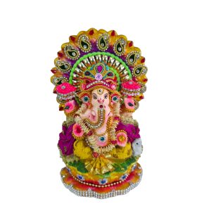 Clay ganesh Murti WITH RHINESTONES DECORATION